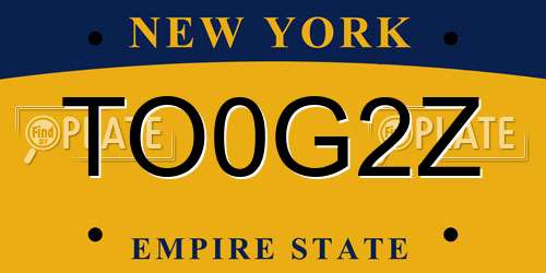 TO0G2Z New York License Plate