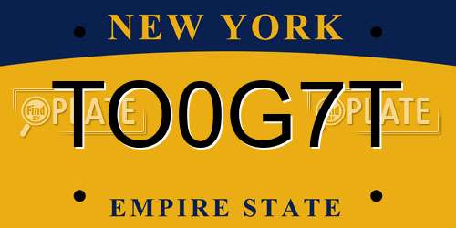 TO0G7T New York License Plate