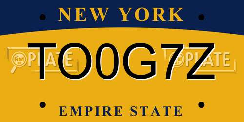 TO0G7Z New York License Plate