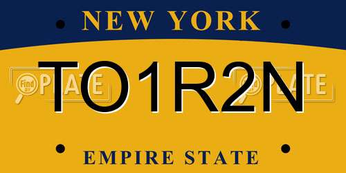TO1R2N New York License Plate
