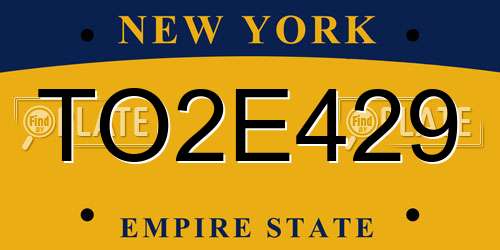 TO2E429 New York License Plate