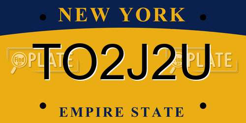 TO2J2U New York License Plate