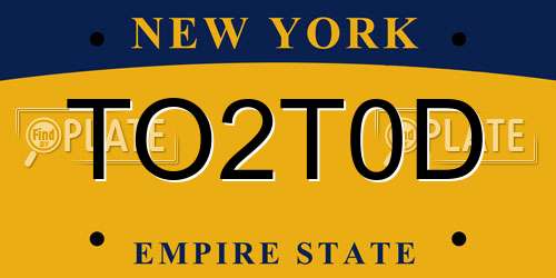 TO2T0D New York License Plate