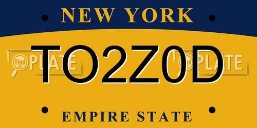 TO2Z0D New York License Plate