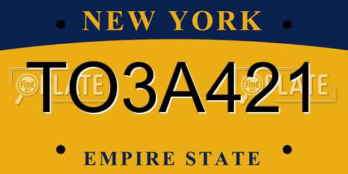 TO3A421 New York License Plate