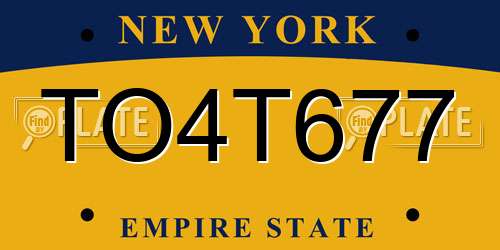 TO4T677 New York License Plate