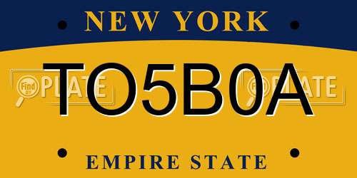 TO5B0A New York License Plate