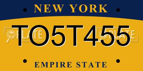 TO5T455 New York License Plate