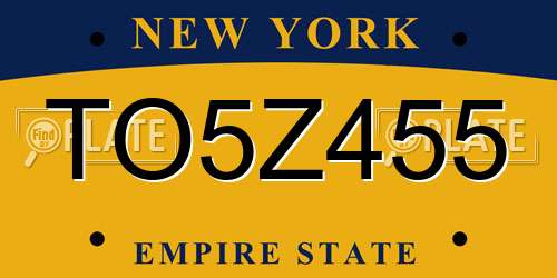 TO5Z455 New York License Plate