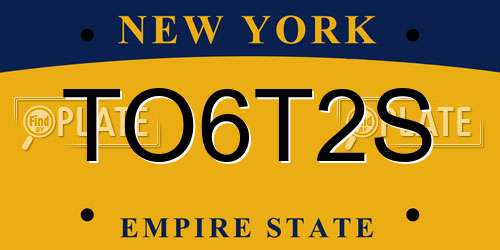TO6T2S New York License Plate