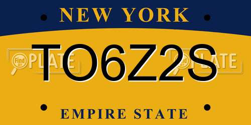 TO6Z2S New York License Plate