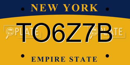 TO6Z7B New York License Plate