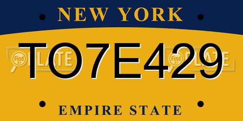 TO7E429 New York License Plate