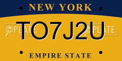 TO7J2U New York License Plate