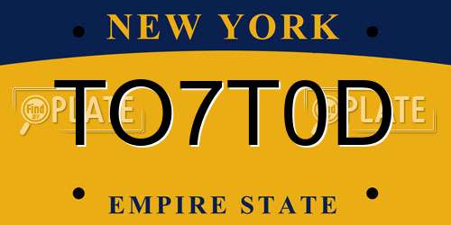 TO7T0D New York License Plate