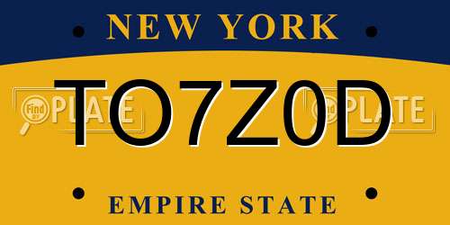 TO7Z0D New York License Plate