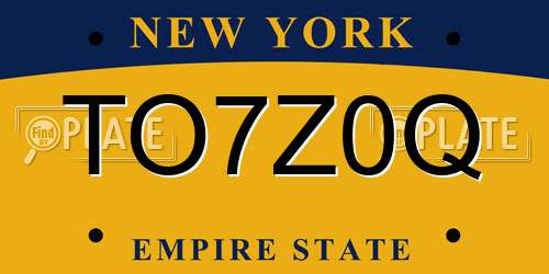 TO7Z0Q New York License Plate