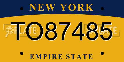 TO87485 New York License Plate