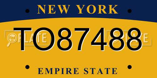 TO87488 New York License Plate
