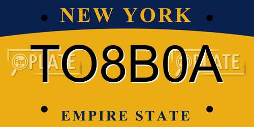 TO8B0A New York License Plate