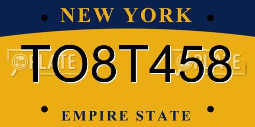 TO8T458 New York License Plate