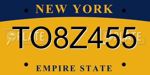 TO8Z455 New York License Plate