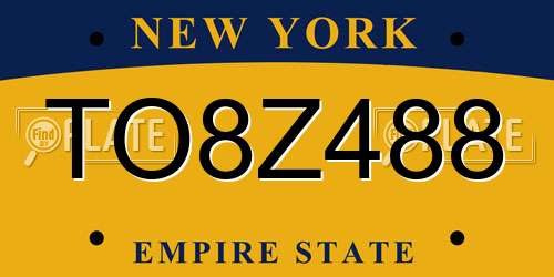 TO8Z488 New York License Plate