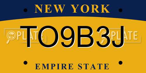 TO9B3J New York License Plate
