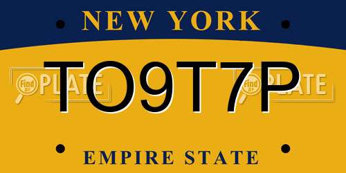 TO9T7P New York License Plate