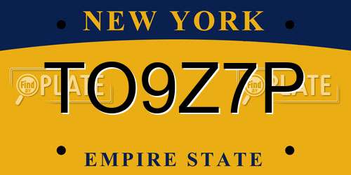 TO9Z7P New York License Plate