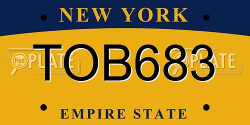 TOB683 New York License Plate