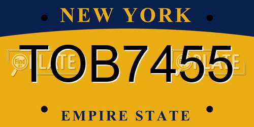 TOB7455 New York License Plate
