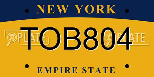 TOB804 New York License Plate