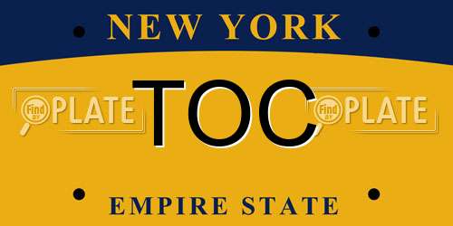TOC New York License Plate