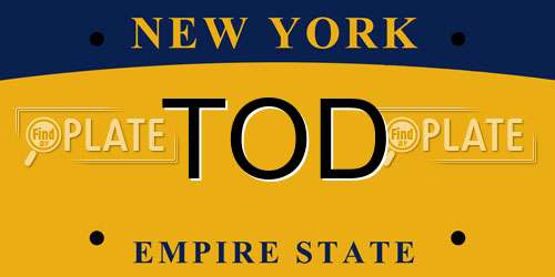 TOD New York License Plate