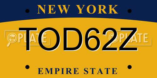TOD62Z New York License Plate