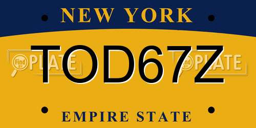TOD67Z New York License Plate