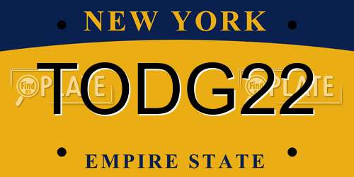 TODG22 New York License Plate