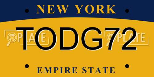 TODG72 New York License Plate