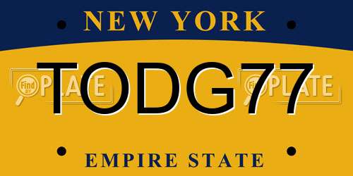 TODG77 New York License Plate