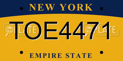 TOE4471 New York License Plate