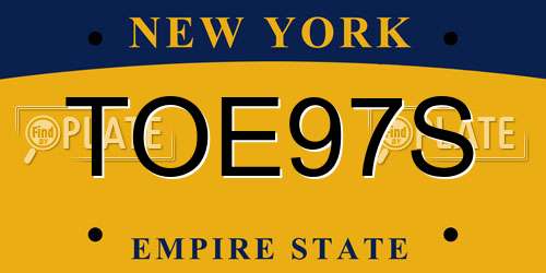 TOE97S New York License Plate