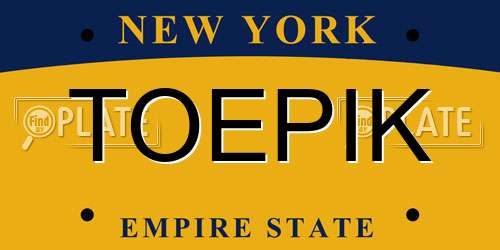 TOEPIK New York License Plate