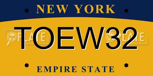 TOEW32 New York License Plate