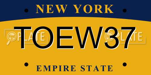TOEW37 New York License Plate