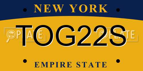 TOG22S New York License Plate