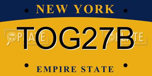TOG27B New York License Plate