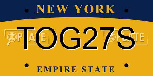 TOG27S New York License Plate