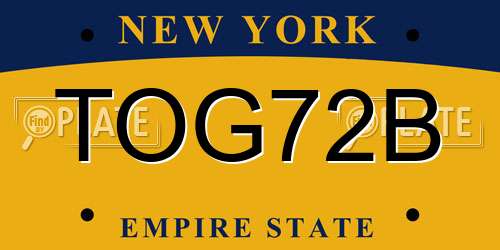 TOG72B New York License Plate