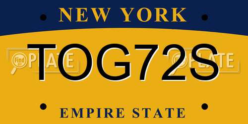 TOG72S New York License Plate